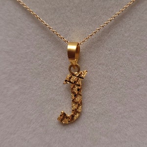 Initial "J" Letter Pendant in 22K Yellow Gold Solid