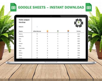 Poker League Organiser Google Sheets Spreadsheet