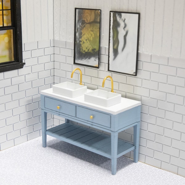 Vanité de salle de bain moderne miniature maison de poupée 1:6