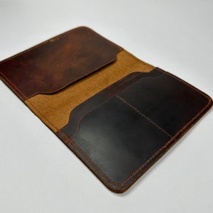 Cartera de cuero, regalos personalizados para él, regalo de aniversario para novio, cartera plegable delgada minimalista, cartera de padrinos de boda, cartera para hombres,
