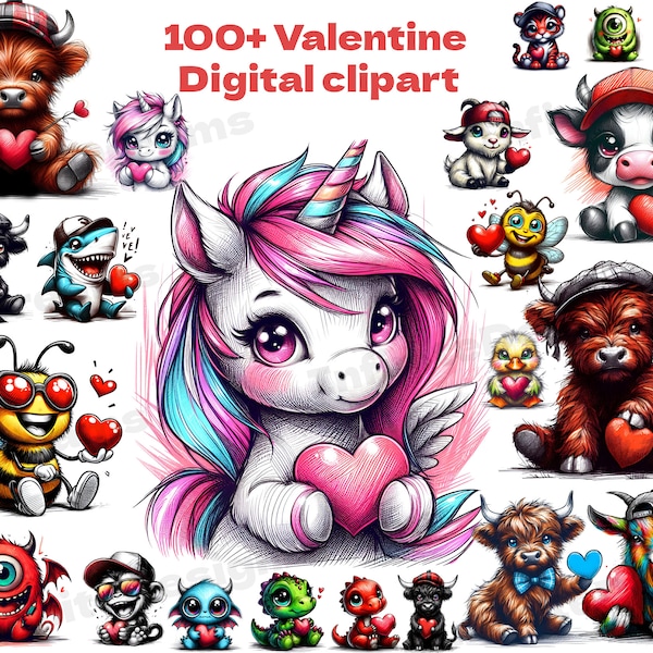 100+ Valentine's Day clipart PNG designs  - Sublimation Design Download PNG - DTF Digital File Download - Shirts Mugs Tumblers