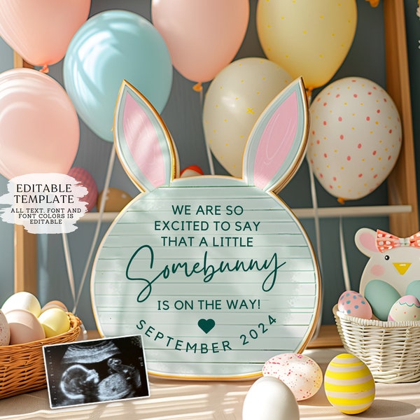 Easter Pregnancy Announcement Digital, Spring Baby Announcement, Gender Neutral Template, April Boho Reveal, Easter is Extra Sweet