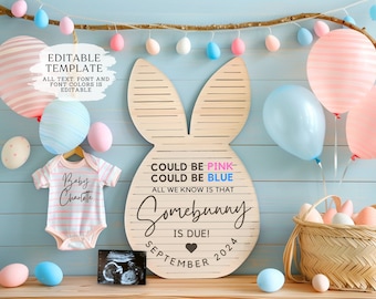 Easter Pregnancy Announcement Digital, Spring Baby Announcement, Gender Neutral Template, April Boho Reveal, Easter is Extra Sweet