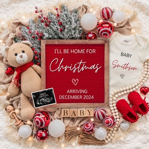Christmas Pregnancy Announcement Holiday Digital Baby Announcement Editable Template Instant Download Girl Gender Reveal Special Gift