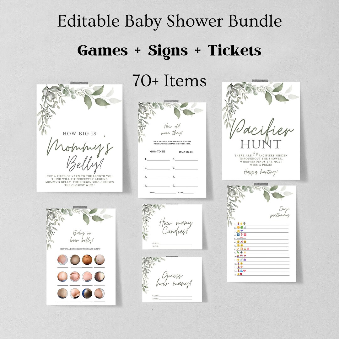 Baby Shower Games, Printable Baby Shower Games, Minimalist Shower Games ...