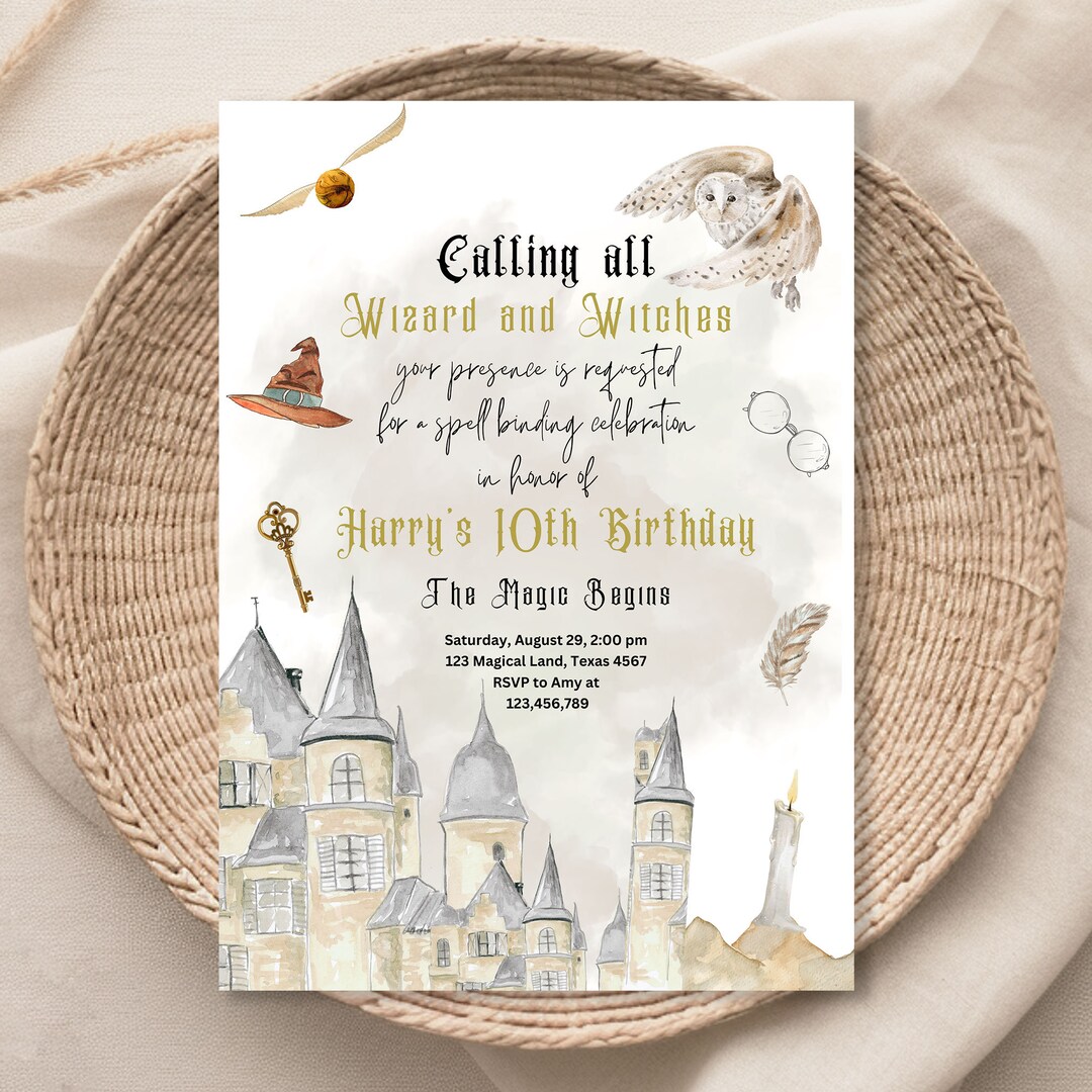 Editable Wizards Witches Birthday Invitation Magical Birthday Invite ...