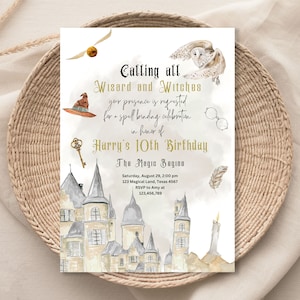 Invito di compleanno modificabile delle streghe Invito di compleanno magico Invito di magia del castello Scarica il modello stampabile digitale 017