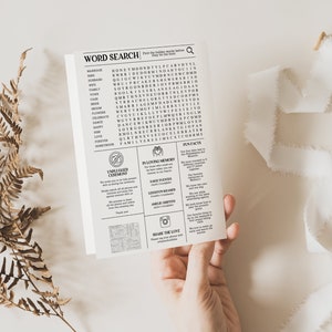 Editable Newspaper Wedding Program Template, Editable Wedding Infographic, Unique Wedding Program, Printable Wedding Timeline, Word Search zdjęcie 3