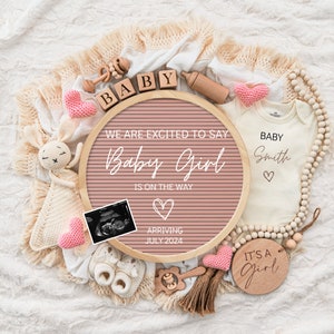 Girl Pregnancy Announcement Digital Baby Announcement Girl Gender Reveal Social Media Reveal Editable Template Its a Girl Little Sister,Girl