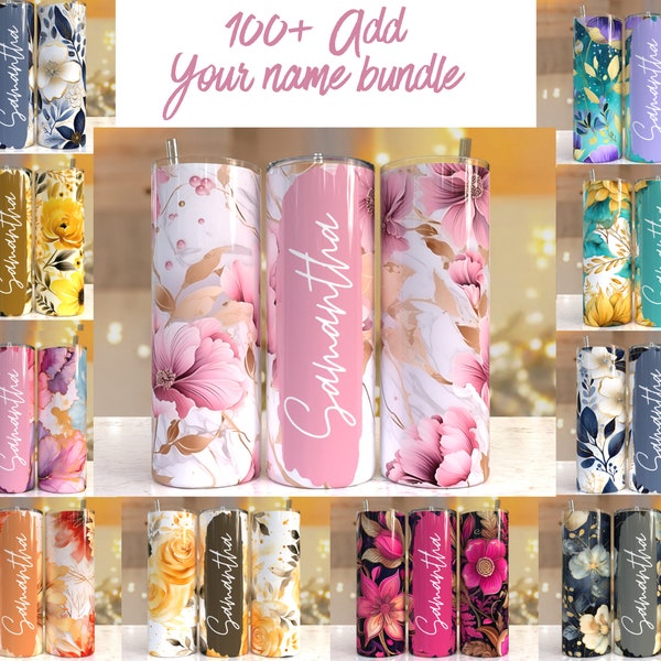 100 + fügen Sie Ihren eigenen Text hinzu Floral Becher, 20 Unzen Skinny Tumbler Sublimation Designs Tumble PNG Datei Digitaler Download, bunte Blumen png