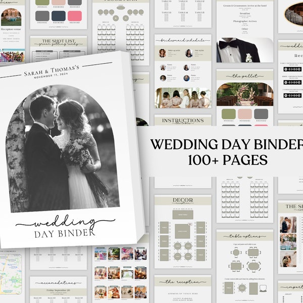 The Ultimate Wedding Day Binder Template, Wedding Planner,Canva Edit, Wedding Template, Instant Download, Digital Template, Printable