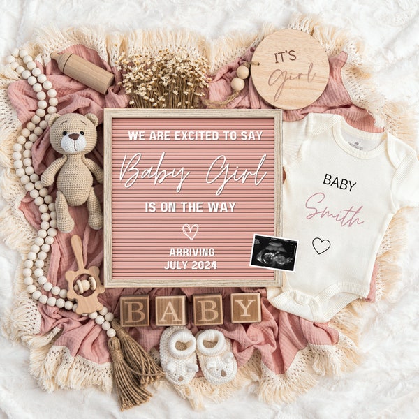 Little Sister Pregnancy Announcement Digital Baby Announcement Gender Reveal Instant Download Social Media Reveal Baby Girl Its a Girl