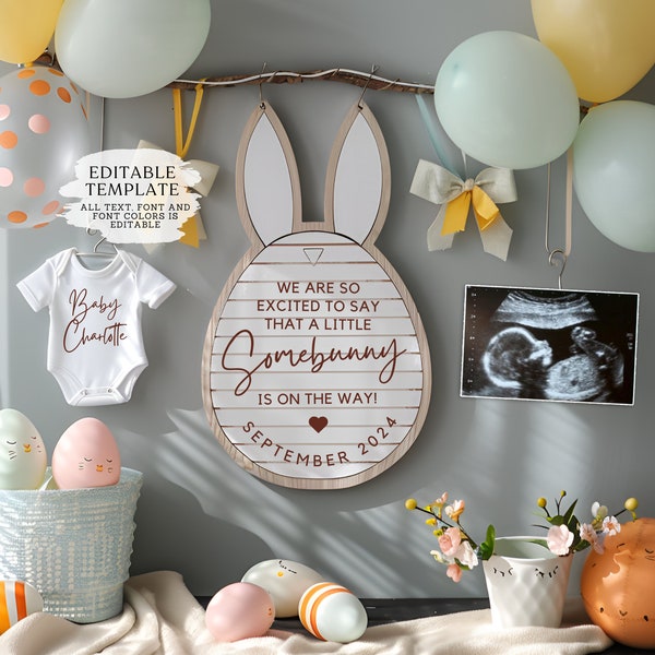 Easter Pregnancy Announcement Digital, Spring Baby Announcement, Gender Neutral Template, April Boho Reveal, Easter is Extra Sweet