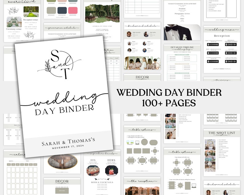 The Ultimate Wedding Day Binder Template, Wedding Planner,Canva Edit, Wedding Template, Instant Download, Digital Template, Printable image 1