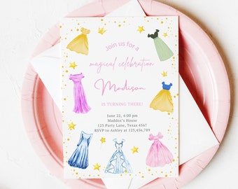 Editable Princess Birthday Invitation Once Upon a Time Princess Royal Birthday Girl Pink Magical Celebration Template Corjl Printable 014