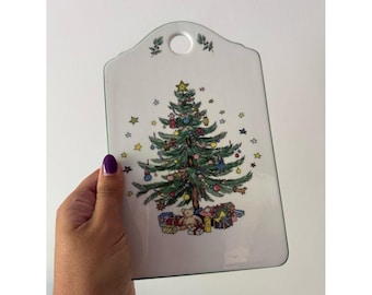 Ceramic Christmas Tree Decor/Serving Board - White with Green Tree