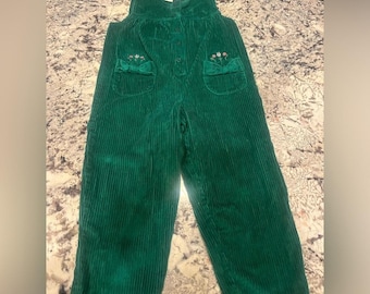 Rare vintage 5T Sesame Street Corduroy overalls with flower details