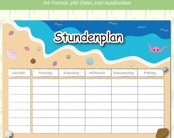 Stundenplan Am Meer / A4 / digital / Download