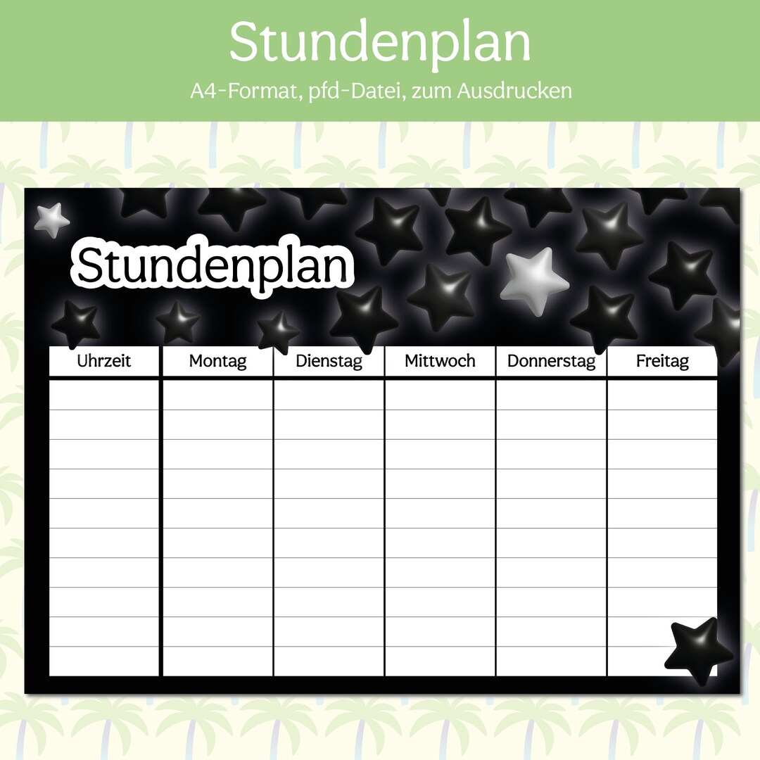 Timetable Dark Stars / A4 / Digital / Download - Etsy