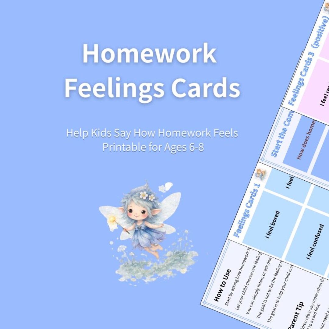 Homework Task Cards Homework Feelings Cards | Help Kids Say How Homework Feels | Ages 6–8 ...
