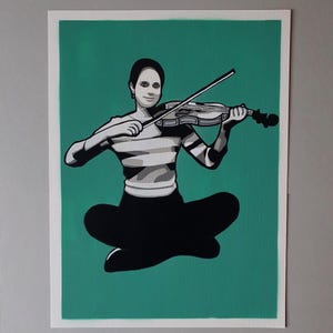 Stencil: "Il violinista" su carta fatta a mano 24 x 32 cm