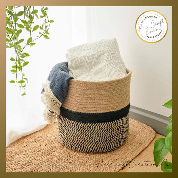Handmade Woven storage basket | Planter Crochet Basket | Large Planter | Decorative Basket | basket planter | blanket basket | plant holder