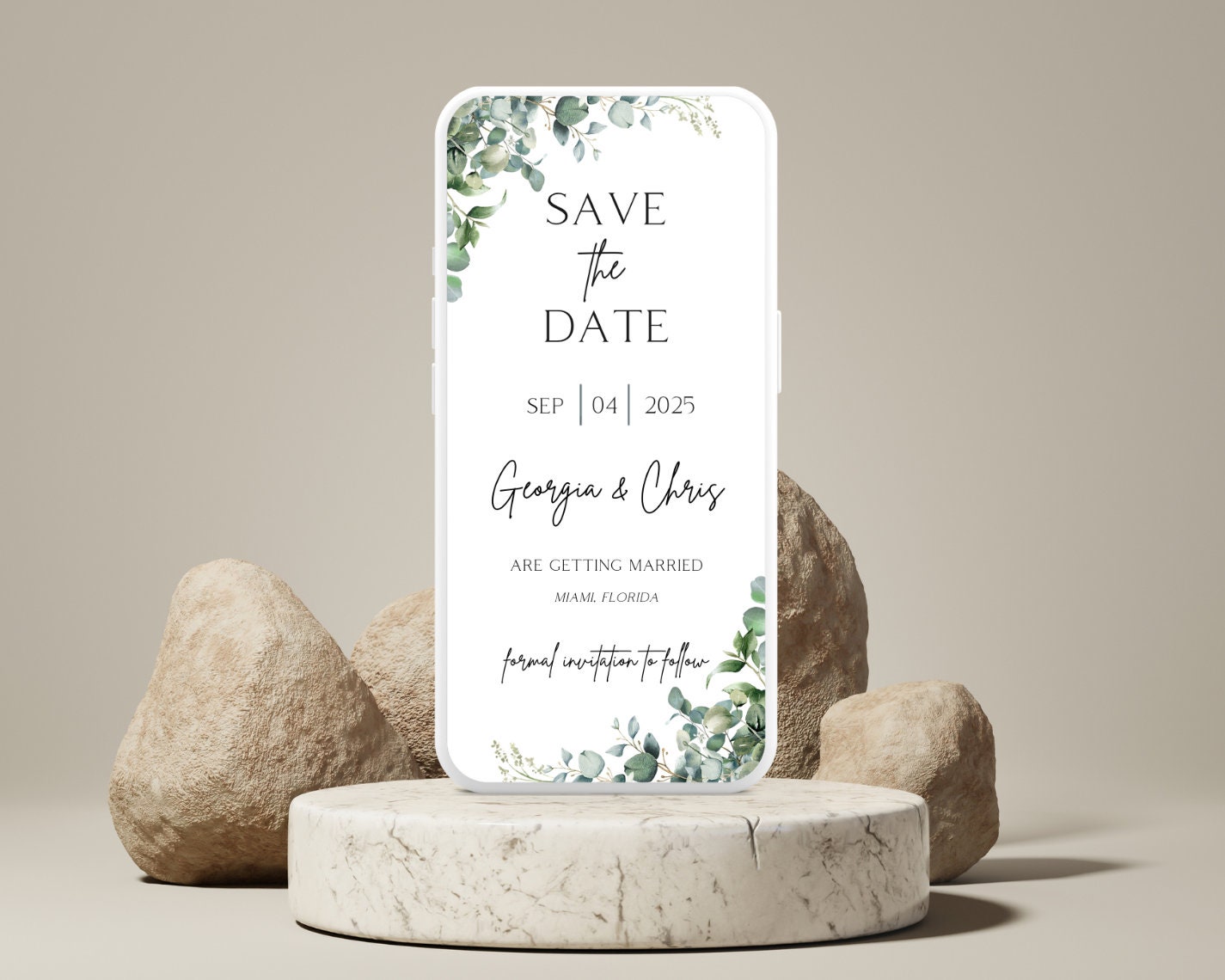 Wedding Evite, Save the Date Digital Invitation, Greenery Save the Date