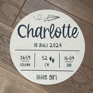 Presente personalizado para nascimento, placa de identificação bebê criança, nome bebê, 30 cm ø, placa de parede, sinal de nascimento, placa de nascimento
