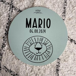 Presente personalizado para nascimento, placa de identificação bebê criança, nome bebê, 30 cm ø, placa de parede, sinal de nascimento, placa de nascimento