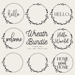 Krans ontwerpen, SVG PDF PNG, Cricut, plotterbestand bloemenkrans, bruiloftskrans, baby, met de hand getekend
