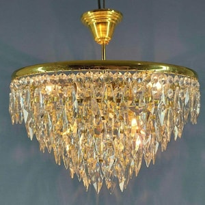 Antique Brass Crystal Chandelier: French Victorian 7-Light , 6-Tier Fixture Lamp
