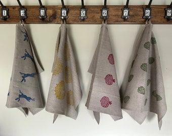 Hand Printed Linen Tea Towels