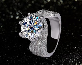 three row zircon ring