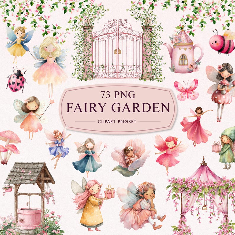 73 Fairy Garden PNG Transparent Background | Watercolor Fairies ...