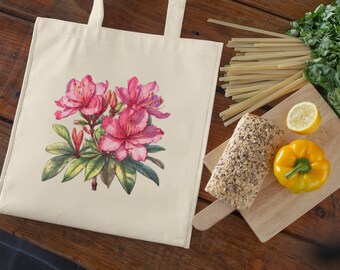 Spring Floral Canvas Tote Bag, Cottagecore, Boho, Floral Aesthetic, Watercolor Aesthetic, Gifts for her,  Begonia Flower, Mom, Grandma