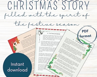 Calendario de Adviento de cuentos para niños y adultos, Calendario de Adviento digital imprimible de Navidad, Libro de cuentos divertido de bricolaje para la temporada festiva