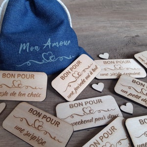 Pochon Bons Pour / cadeau saint valentin / bon cadeau réutilisable / cadeau couple / jeu couple / Amoureux