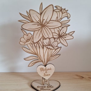 Bouquet de fleurs en bois personnalisé