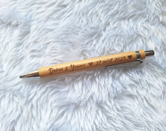 Gepersonaliseerde bamboe pen / huwelijksgeschenk / doopgeschenk / getuigengeschenk / leraar / oppas / cadeau-idee / houten pen