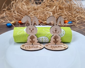 Marque place lapin de Pâques  personnalisés en bois / Décoration de Pâques / Cadeau de Pâques / lapin de Pâques prénoms
