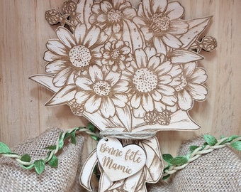 Bouquet de fleurs en bois pour cadeau personnalisé