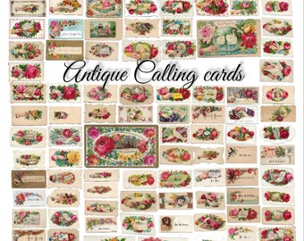 DIGITAL 105pcs Victorian calling cards for junk journal scrapbooking, Vintage Printable Ephemera, Flowers Roses Birds