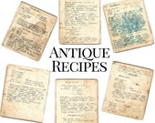 Vintage Recipe Book Pages, Handwritten Ephemera, Shabby Chic (Digital Download)