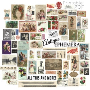 DIGITAL antique ephemera for junk journals, 70+ images, Printable Victorian Trading Cards Advertisements, Vintage photos, Scrapbooking