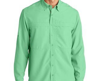 Bimini Bay Outfitters Fishing Shirt, Coral Color Button Down Camp