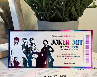 Premium Joker Out Ticket Custom Concert Ticket See You Soon 2024 Tour Personalized Keepsake Ticket Foil Ticket Concert Joker Out Merch