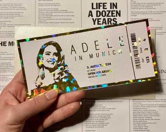 Adele in Munich Gift Ticket Adele Concert Surprise Ticket  Personalized Concert Ticket Foil Ticket Adele Weekends in Las Vegas Ticket