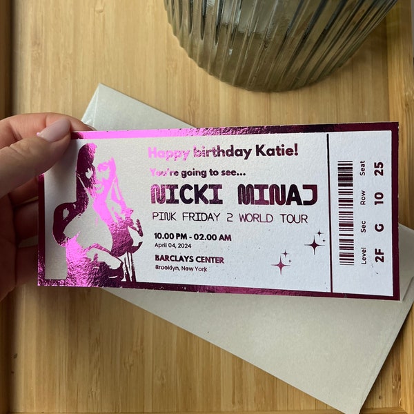 Premium Nicki Minaj Ticket Benutzerdefinierte Konzertkarte Pink Freitag 2 Tour 2024 Karte Personalisierte Andenken-Karte Folienkarte-Konzertandenken