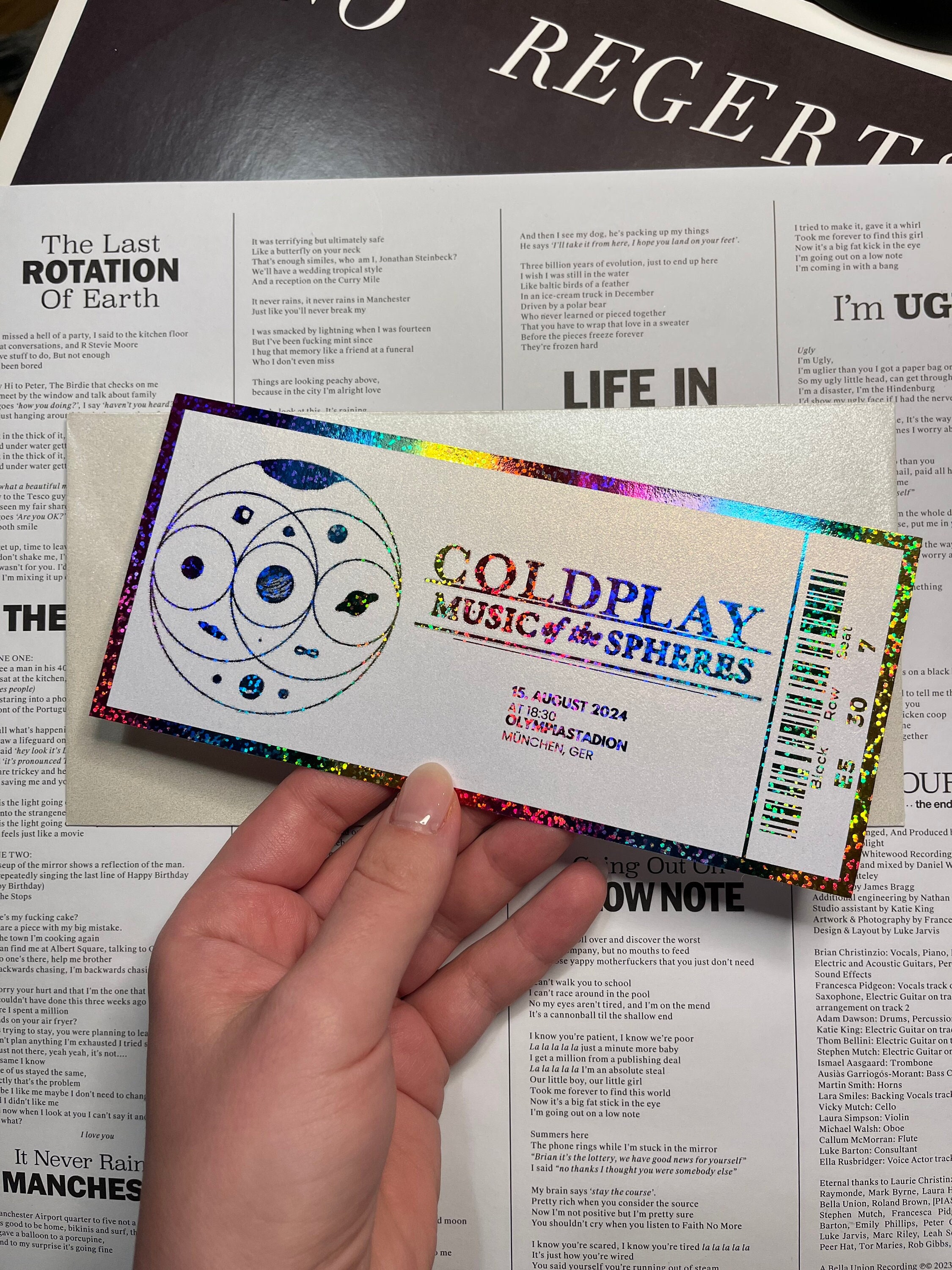 Coldplay Gift Ticket Coldplay Concert Surprise Ticket Music of Spheres