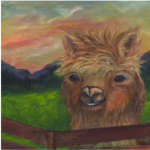 Fichier numérique - oeuvres d'art, Animaux de la ferme, Mama Lama, Marron, Vert